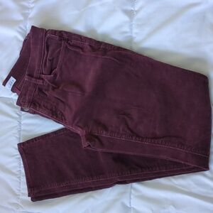 LOFT Modern Skinny Pants Mid Rise Maroon Corduroy Size 2